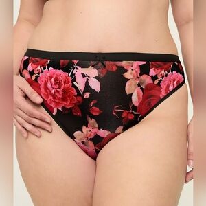 Lane Bryant Cacique Red Pink Black Roses French Cut No Show Panty 18/20 2X NWT